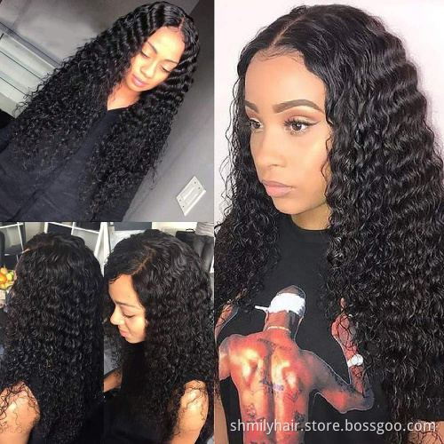 Shmily Wholesale 13x6 Transparent HD Lace Frontal Wig 150% 180% Density Deep Wave Brazilian Human Hair Wigs For Black Women